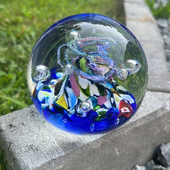 Caithness Other - Caithness of Scotland Colorful Myriad Blue Blown Art Glass Paperweight #6759